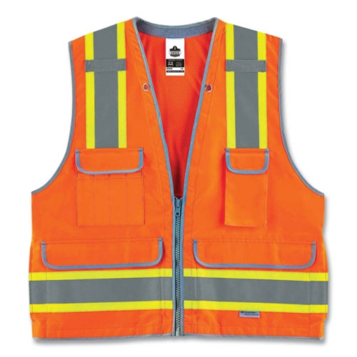 Picture of GloWear 8254HDZ Class 2 Heavy-Duty Surveyors Zipper Vest, Polyester, Large/X-Large, Orange, Ships in 1-3 Business Days