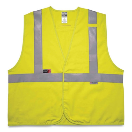 Picture of GloWear 8261FRHL Class 2 Dual Compliant FR Hook and Loop Safety Vest, Small/Medium, Lime, Ships in 1-3 Business Days