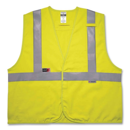 Picture of GloWear 8261FRHL Class 2 Dual Compliant FR Hook and Loop Safety Vest, 2X-Large/3X-Large, Lime, Ships in 1-3 Business Days