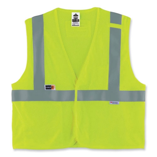 Picture of GloWear 8260FRHL Class 2 FR Safety Hook and Loop Vest, Modacrylic/Kevlar, 2X-Large/3X-Large, Lime, Ships in 1-3 Business Days