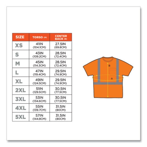 Picture of GloWear 8289 Class 2 Hi-Vis T-Shirt, Polyester, Orange, 5X-Large, Ships in 1-3 Business Days