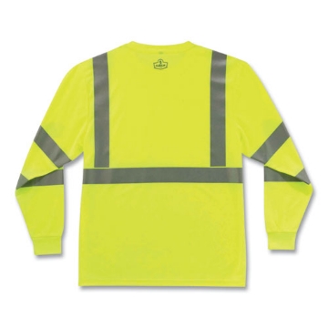 Picture of GloWear 8391 Class 3 Hi-Vis Long Sleeve Shirt, Polyester, Lime, Large, Ships in 1-3 Business Days