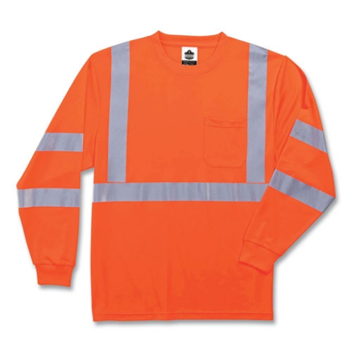 Picture of GloWear 8391 Class 3 Hi-Vis Long Sleeve Shirt, Polyester, Orange, X-Large, Ships in 1-3 Business Days