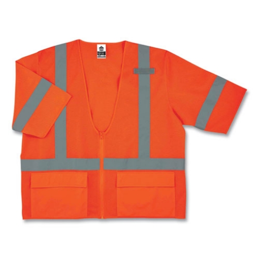 Picture of GloWear 8320Z Class 3 Standard Zipper Vest, Polyester, Small/Medium, Orange, Ships in 1-3 Business Days