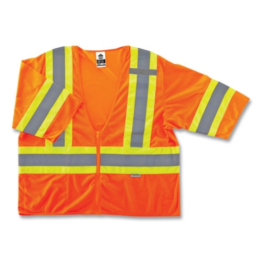 Picture of GloWear 8330Z Class 3 Two-Tone Zipper Vest, Polyester, Largel/X-Large, Orange, Ships in 1-3 Business Days