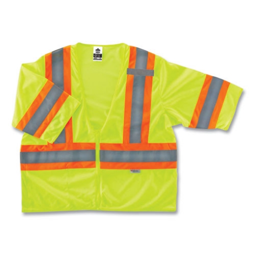 Picture of GloWear 8330Z Class 3 Two-Tone Zipper Vest, Polyester, Small/Medium, Lime, Ships in 1-3 Business Days