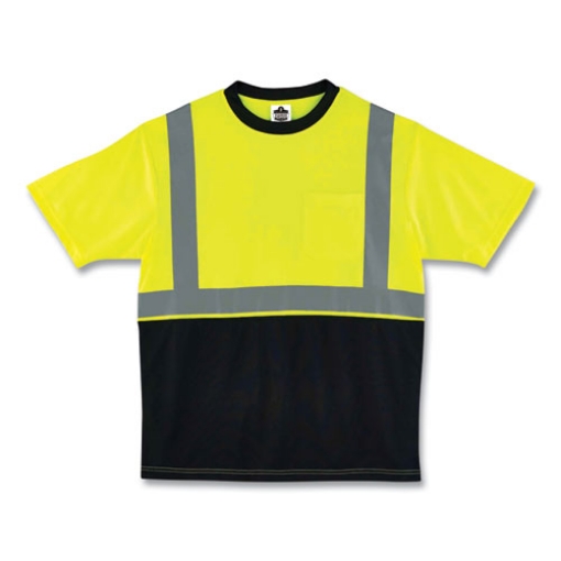 Picture of GloWear 8289BK Class 2 Hi-Vis T-Shirt with Black Bottom, Small, Lime, Ships in 1-3 Business Days