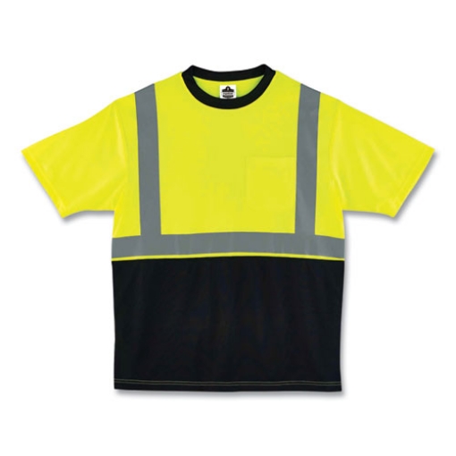 Picture of GloWear 8289BK Class 2 Hi-Vis T-Shirt with Black Bottom, Medium, Lime, Ships in 1-3 Business Days