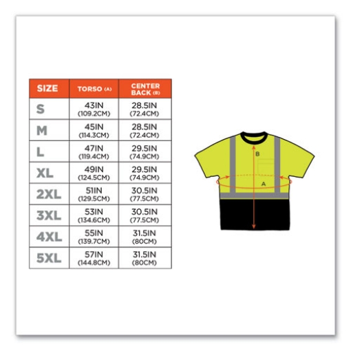 Picture of GloWear 8289BK Class 2 Hi-Vis T-Shirt with Black Bottom, X-Large, Lime, Ships in 1-3 Business Days