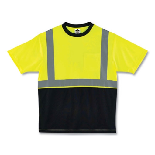 Picture of GloWear 8289BK Class 2 Hi-Vis T-Shirt with Black Bottom, 3X-Large, Lime, Ships in 1-3 Business Days