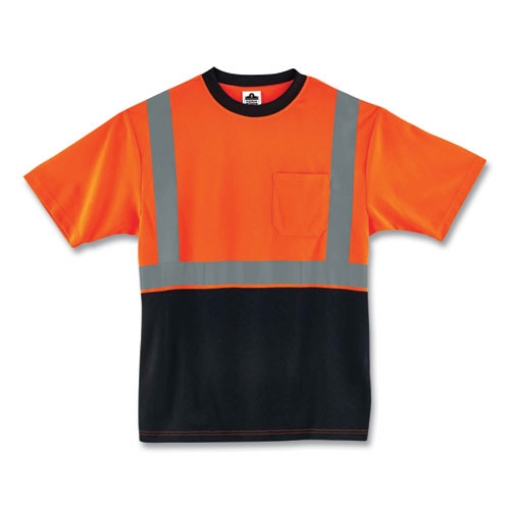 Picture of GloWear 8289BK Class 2 Hi-Vis T-Shirt with Black Bottom, Small, Orange, Ships in 1-3 Business Days