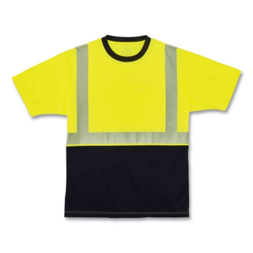 Picture of GloWear 8280BK Class 2 Performance T-Shirt with Black Bottom, Polyester, Small, Lime, Ships in 1-3 Business Days