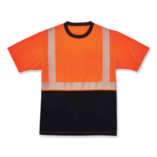 Picture of GloWear 8280BK Class 2 Performance T-Shirt with Black Bottom, Polyester, Small, Orange, Ships in 1-3 Business Days