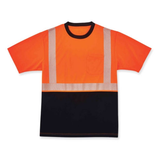 Picture of GloWear 8280BK Class 2 Performance T-Shirt with Black Bottom, Polyester, Large, Orange, Ships in 1-3 Business Days