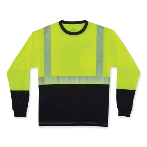 Picture of GloWear 8281BK Class 2 Long Sleeve Shirt with Black Bottom, Polyester, Small, Lime, Ships in 1-3 Business Days