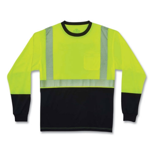 Picture of GloWear 8281BK Class 2 Long Sleeve Shirt with Black Bottom, Polyester, Medium, Lime, Ships in 1-3 Business Days