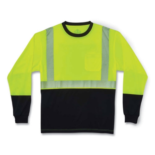 Picture of GloWear 8281BK Class 2 Long Sleeve Shirt with Black Bottom, Polyester, 2X-Large, Lime, Ships in 1-3 Business Days