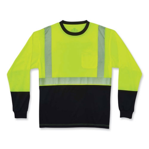 Picture of GloWear 8281BK Class 2 Long Sleeve Shirt with Black Bottom, Polyester, 4X-Large, Lime, Ships in 1-3 Business Days