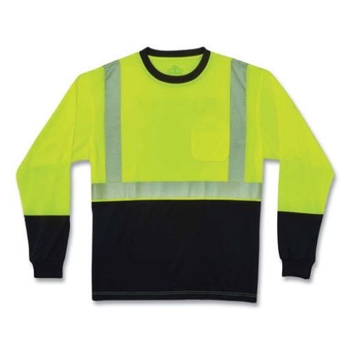 Picture of GloWear 8281BK Class 2 Long Sleeve Shirt with Black Bottom, Polyester, 5X-Large, Lime, Ships in 1-3 Business Days