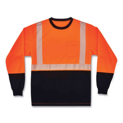 Picture of GloWear 8281BK Class 2 Long Sleeve Shirt with Black Bottom, Polyester, Small, Orange, Ships in 1-3 Business Days