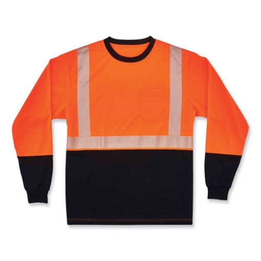 Picture of GloWear 8281BK Class 2 Long Sleeve Shirt with Black Bottom, Polyester, Medium, Orange, Ships in 1-3 Business Days