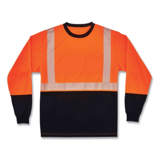 Picture of GloWear 8281BK Class 2 Long Sleeve Shirt with Black Bottom, Polyester, Large, Orange, Ships in 1-3 Business Days