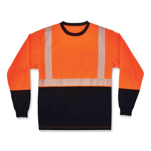 Picture of GloWear 8281BK Class 2 Long Sleeve Shirt with Black Bottom, Polyester, X-Large, Orange, Ships in 1-3 Business Days