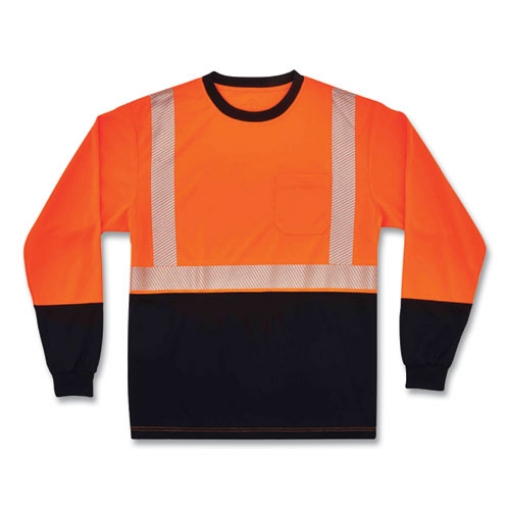 Picture of GloWear 8281BK Class 2 Long Sleeve Shirt with Black Bottom, Polyester, 2X-Large, Orange, Ships in 1-3 Business Days