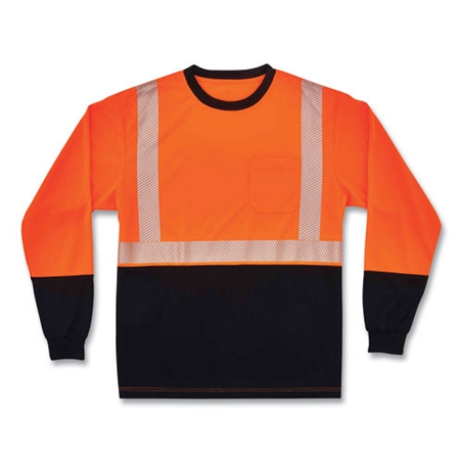 Picture of GloWear 8281BK Class 2 Long Sleeve Shirt with Black Bottom, Polyester, 4X-Large, Orange, Ships in 1-3 Business Days