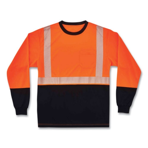 Picture of GloWear 8281BK Class 2 Long Sleeve Shirt with Black Bottom, Polyester, 5X-Large, Orange, Ships in 1-3 Business Days