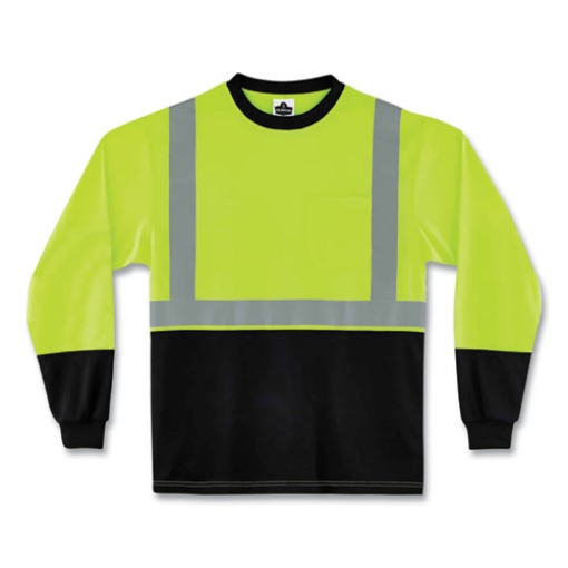 Picture of GloWear 8291BK Type R Class 2 Black Front Long Sleeve T-Shirt, Polyester, Medium, Lime, Ships in 1-3 Business Days