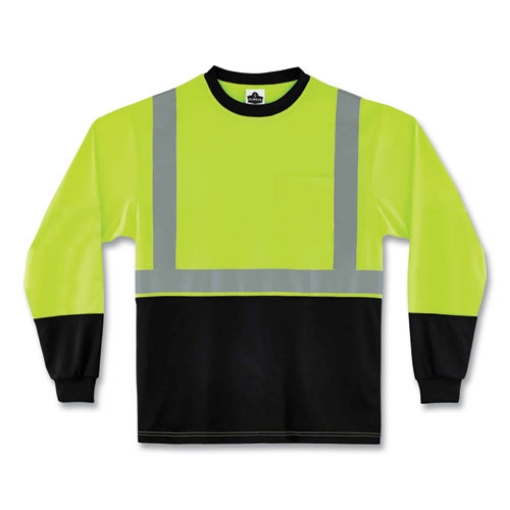 Picture of GloWear 8291BK Type R Class 2 Black Front Long Sleeve T-Shirt, Polyester, X-Large, Lime, Ships in 1-3 Business Days