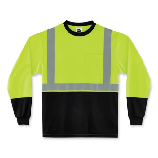 Picture of GloWear 8291BK Type R Class 2 Black Front Long Sleeve T-Shirt, Polyester, 2X-Large, Lime, Ships in 1-3 Business Days