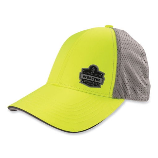 Picture of GloWear 8931 Reflective Stretch-Fit Hat, Cotton/Polyester, Ergodyne Logo, Small/Med, Hi-Vis Lime, Ships in 1-3 Business Days