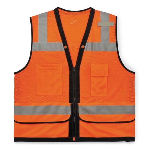 Picture of GloWear 8253HDZ Class 2 Heavy-Duty Mesh Surveyors Vest, Polyester, Small/Medium, Orange, Ships in 1-3 Business Days