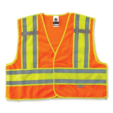 Picture of GloWear 8245PSV Class 2 Public Safety Vest, Polyester, Small/Medium, Orange, Ships in 1-3 Business Days