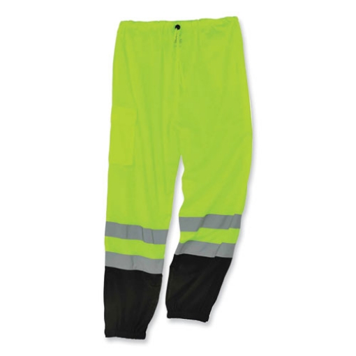 Picture of GloWear 8910BK Class E Hi-Vis Pants with Black Bottom, Polyester, Small/Medium, Lime, Ships in 1-3 Business Days