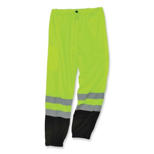 Picture of GloWear 8910BK Class E Hi-Vis Pants with Black Bottom, Polyester, Large/X-Large, Lime, Ships in 1-3 Business Days