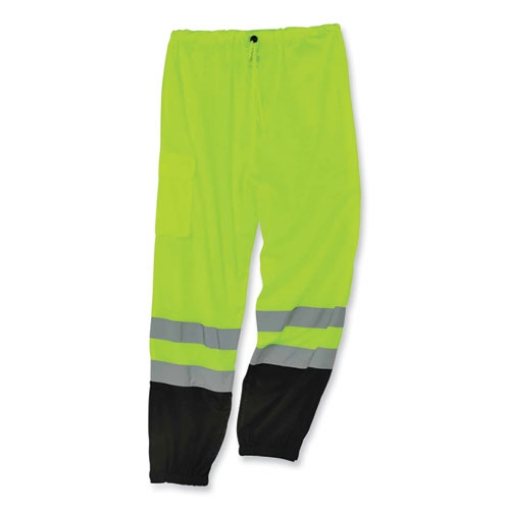 Picture of GloWear 8910BK Class E Hi-Vis Pants with Black Bottom, Polyester, 2X-Large/3X-Large, Lime, Ships in 1-3 Business Days