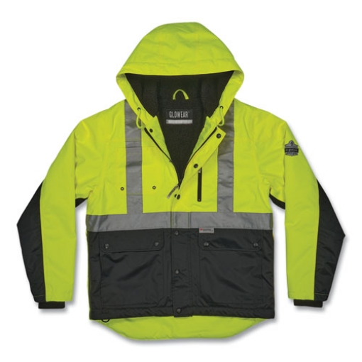 Picture of GloWear 8275 Class 2 Heavy-Duty Hi-Vis Workwear Sherpa Lined Jacket, Medium, Lime, Ships in 1-3 Business Days