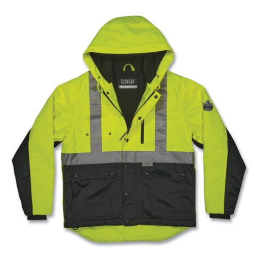 Picture of GloWear 8275 Class 2 Heavy-Duty Hi-Vis Workwear Sherpa Lined Jacket, Large, Lime, Ships in 1-3 Business Days