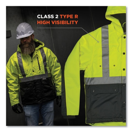 Picture of GloWear 8275 Class 2 Heavy-Duty Hi-Vis Workwear Sherpa Lined Jacket, 3X-Large, Lime, Ships in 1-3 Business Days