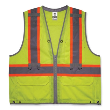 Picture of GloWear 8231TV Class 2 Hi-Vis Tool Tethering Safety Vest, Polyester, 2X-Large/3X-Large, Lime, Ships in 1-3 Business Days