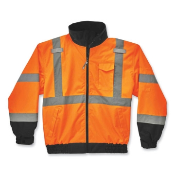 Picture of GloWear 8379 Class 3 Hi-Vis Fleece Lined Bomber Jacket, Orange, 3X-Large, Ships in 1-3 Business Days