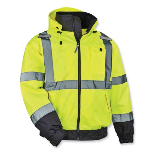 Picture of GloWear 8379 Class 3 Hi-Vis Fleece Lined Bomber Jacket, Lime, 3X-Large, Ships in 1-3 Business Days