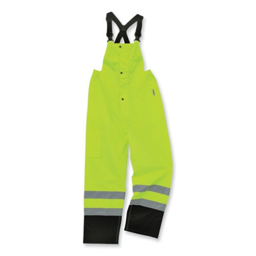 Picture of GloWear 8918BK Class E Hi-Vis Rain Bibs Black Bottom, 2X-Large, Lime, Ships in 1-3 Business Days