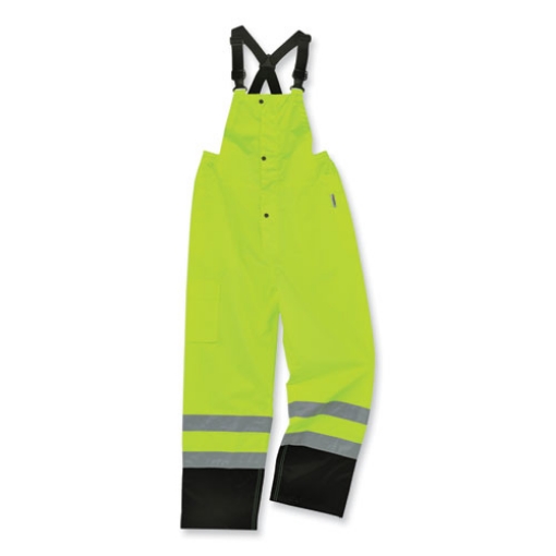 Picture of GloWear 8918BK Class E Hi-Vis Rain Bibs Black Bottom, 3X-Large, Lime, Ships in 1-3 Business Days