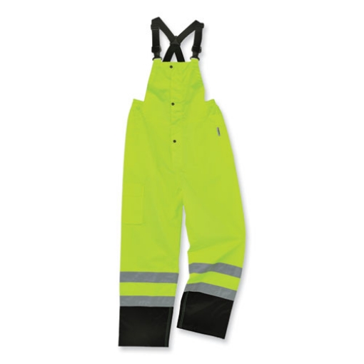 Picture of GloWear 8918BK Class E Hi-Vis Rain Bibs Black Bottom, 4X-Large, Lime, Ships in 1-3 Business Days