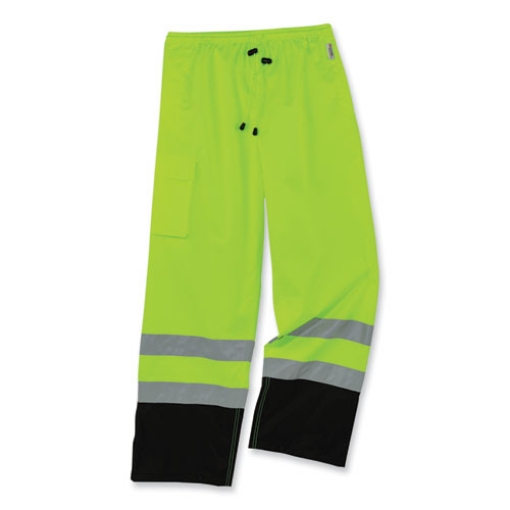 Picture of GloWear 8915BK Class E Hi-Vis Rain Pants Black Bottom, 3X-Large, Lime, Ships in 1-3 Business Days