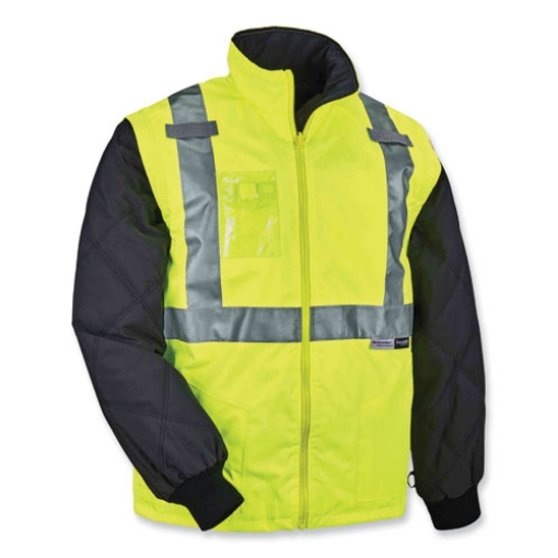 Picture of GloWear 8287 Class 2 Hi-Vis Jacket with Removable Sleeves, Medium, Lime, Ships in 1-3 Business Days